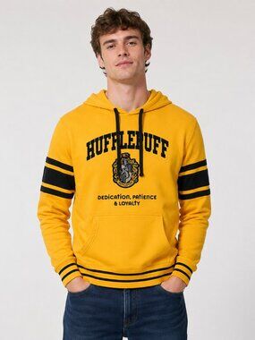 Harry Potter Hufflepuff Yellow Varsity Hoodie Wizarding World Small